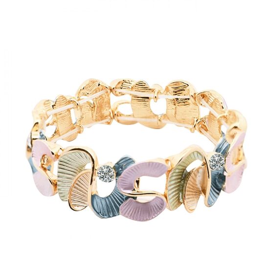 Elastīga emaljēta aproce ar mirdzošiem kristāliņiem A169 